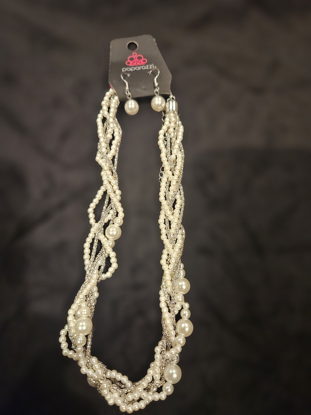 Paparazzi Cream Pearled Multi-Strand Necklace and Earring Set